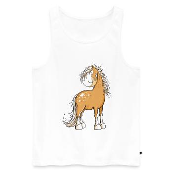 Happy Pferd I Pferdemotiv Fun - Männer Premium Bio Tank Top - Weiß - Vorne - Michal (187cm)