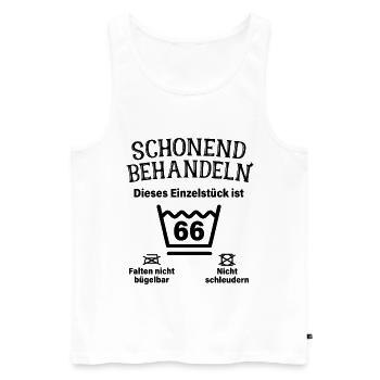 Schonend Behandeln 66. Geburtstag Einzelstück 66 - Männer Premium Bio Tank Top - Weiß - Vorne - Michal (187cm)