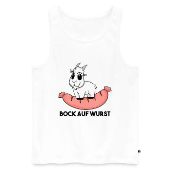 Bock auf Wurst - Ziege Ziegenbock - Männer Premium Bio Tank Top - Weiß - Vorne - Michal (187cm)