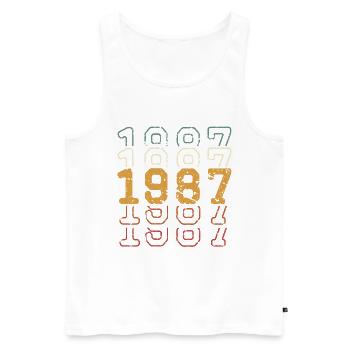 1987 - Men's Premium Organic Tank Top - white - Front - Michal (187cm)