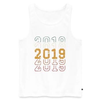 2019 - Männer Premium Bio Tank Top - Weiß - Vorne - Michal (187cm)