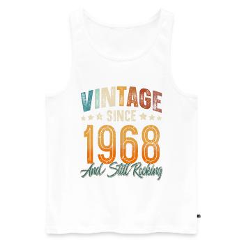 1968 Année de naissance Anniversaire Année de construction Millésime - Débardeur bio Premium Homme - blanc - Devant - Michal (187cm)