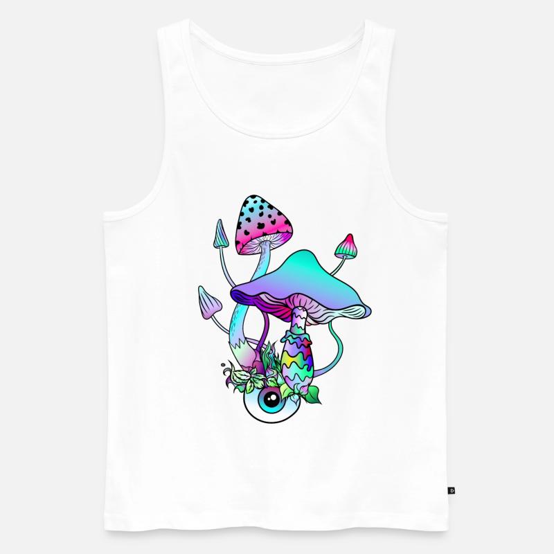 Magic Mushrooms Psychedelic Art - Männer Premium Bio Tank Top - Weiß