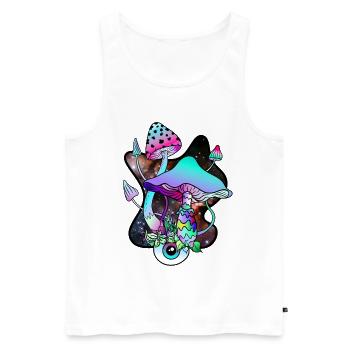 Magic Mushrooms Colorful Mushroom Art Goa Psy Trance - Men's Premium Organic Tank Top - white - Front - AI Model Male 178 light (178cm)