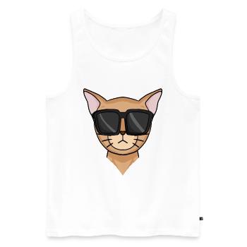 Chat abyssin avec lunettes de soleil - Débardeur bio Premium Homme - blanc - Devant - Michal (187cm)