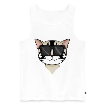 American Shorthair Cat avec lunettes de soleil - Débardeur bio Premium Homme - blanc - Devant - Michal (187cm)