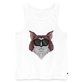 Maine-Coon Cat avec lunettes de soleil - Débardeur bio Premium Homme - blanc - Devant - Michal (187cm)