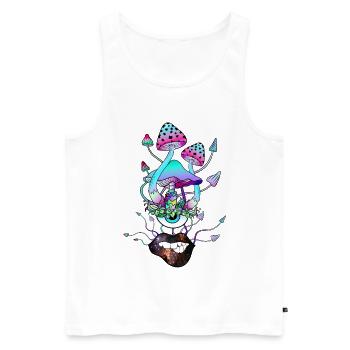 Magic mushrooms with sexy lips mushroom face - Men's Premium Organic Tank Top - white - Front - AI Model Male 178 light (178cm)