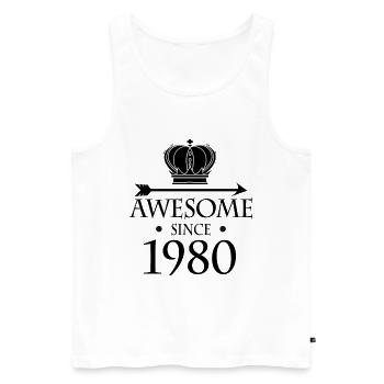 Jahrgang 1980 - Fantastisch seit 1980 - Männer Premium Bio Tank Top - Weiß - Vorne - Michal (187cm)