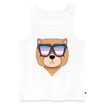 Transgender Chow Chow Hund - Hund mit Brille - Männer Premium Bio Tank Top - Weiß - Vorne - Michal (187cm)