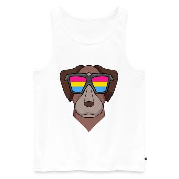 Pansexual Pointer Dog - Chien avec lunettes - Débardeur bio Premium Homme - blanc - Devant - Michal (187cm)