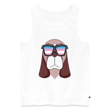 Transgender Basset Hound Hund - Hund mit Brille - Männer Premium Bio Tank Top - Weiß - Vorne - Michal (187cm)