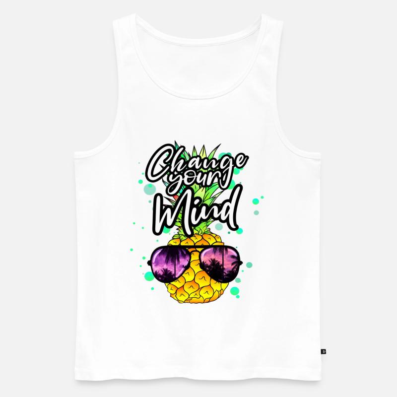 coole Ananas Change your Mind - Männer Premium Bio Tank Top - Weiß