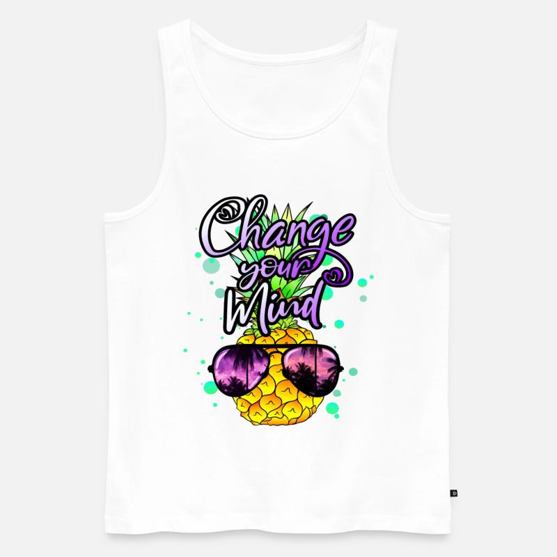 coole Ananas Change your Mind - Männer Premium Bio Tank Top - Weiß