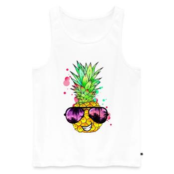 Ananas frais coloré acidulé - Débardeur bio Premium Homme - blanc - Devant - AI Model Male 178 light (178cm)