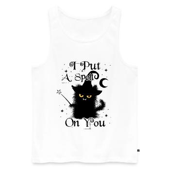 I Put A Spell On You Wuschelige Katze Zauberstab - Männer Premium Bio Tank Top - Weiß - Vorne - Michal (187cm)