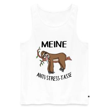 Tasse Faultier Kaffeetasse - Männer Premium Bio Tank Top - Weiß - Vorne - Michal (187cm)