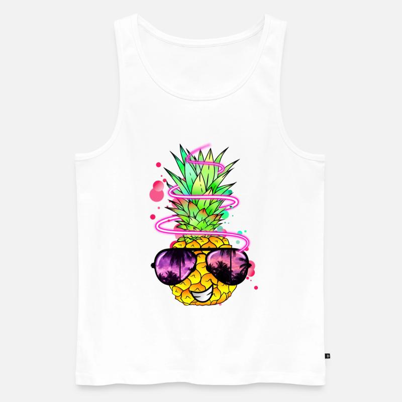 Ananas cool bunt spritzig - Männer Premium Bio Tank Top - Weiß