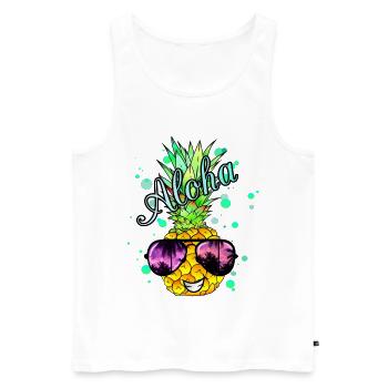 Aloha pineapple with splashes of paint - Men's Premium Organic Tank Top - white - Front - AI Model Male 178 light (178cm)