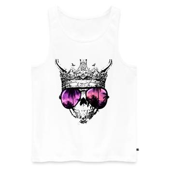 Hipster Skull King - Débardeur bio Premium Homme - blanc - Devant - Michal (187cm)