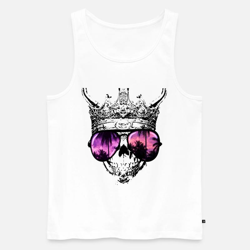 Hipster Skull King - Débardeur bio Premium Homme - blanc
