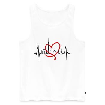 Berlin Skyline Heartbeat Heart Love Love Berliners - Men's Premium Organic Tank Top - white - Front - AI Model Male 178 light (178cm)
