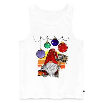 Gnom Weihnachts Wichtel mit Christbaumkugeln - Männer Premium Bio Tank Top - Weiß - Vorne - AI Model Male 178 light (178cm)