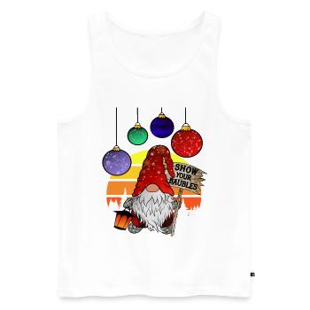 CHRISTMAS GNOMES SHOW YOUR BAUBLES - Men's Premium Organic Tank Top - white - Front - AI Model Male 178 light (178cm)