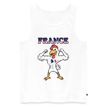 Coq Français Équipe de France de Sport - Débardeur bio Premium Homme - blanc - Devant - Michal (187cm)