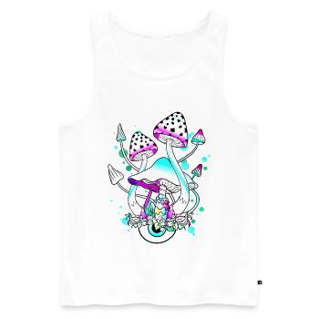 Magic Mushrooms White Mushroom Mushroom Eyes Art - Men's Premium Organic Tank Top - white - Front - AI Model Male 178 light (178cm)