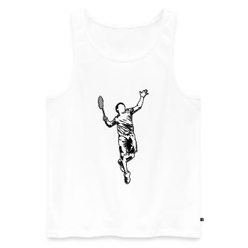 Drôle de joueur de badminton - Débardeur bio Premium Homme - blanc - Devant - Michal (187cm)