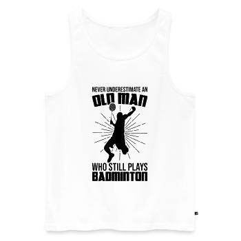 Alter Badmintonspieler - Männer Premium Bio Tank Top - Weiß - Vorne - Michal (187cm)