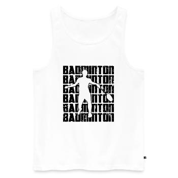 Drôle de joueur de badminton - Débardeur bio Premium Homme - blanc - Devant - Michal (187cm)