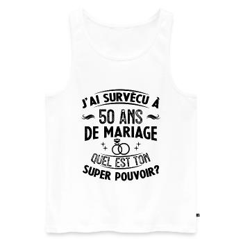 50 Ans De Mariage humoristique mariage - Débardeur bio Premium Homme - blanc - Devant - Michal (187cm)