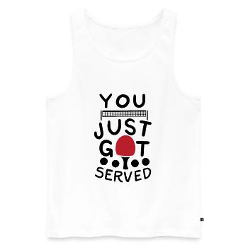 Ping Pong Spruch - Männer Premium Bio Tank Top - Weiß - Vorne - AI Model Male 178 light (178cm)