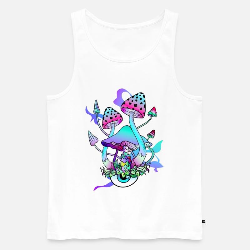 Trippy Hippie Psychedelic Mushroom - Männer Premium Bio Tank Top - Weiß