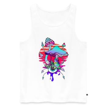 Zauberpilze Vaporwave Sunset - Männer Premium Bio Tank Top - Weiß - Vorne - Michal (187cm)