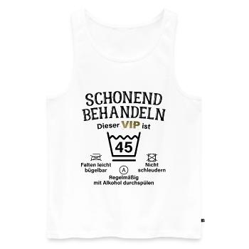45. Geburtstag Schonend Behandeln 45 VIP ist 45 - Männer Premium Bio Tank Top - Weiß - Vorne - AI Model Male 178 light (178cm)