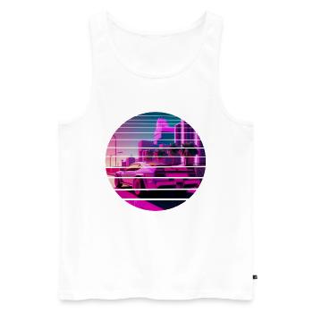 Retro Wave Sport 80s Vaporwave Sunset - Débardeur bio Premium Homme - blanc - Devant - AI Model Male 178 light (178cm)