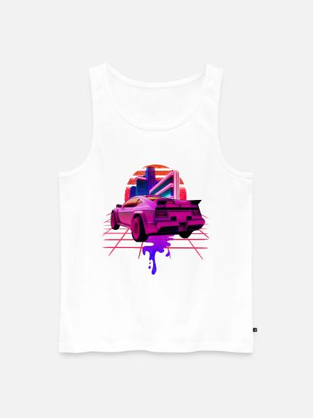 Retro Wave Sports Car Vaporwave Sunset - Men's Premium Organic Tank Top - white