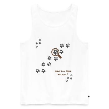 Hast du meinen Hund gesehen? Hundehumor Version 1 - Männer Premium Bio Tank Top - Weiß - Vorne - AI Model Male 178 light (178cm)