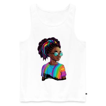 Colorful Dreadlocks and Rainbow T-Shirt - Men's Premium Organic Tank Top - white - Front - AI Model Male 178 light (178cm)