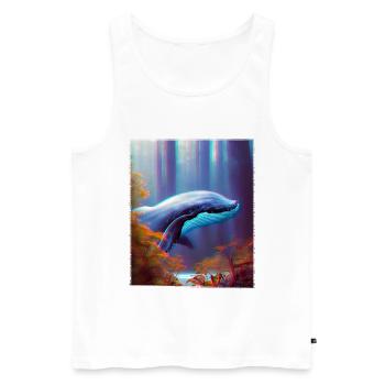Baleine bleue planant à travers la forêt Surréalisme - Débardeur bio Premium Homme - blanc - Devant - AI Model Male 178 light (178cm)