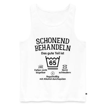 65. Geburtstag Schonend Behandeln 65 Teil Ist 65 - Männer Premium Bio Tank Top - Weiß - Vorne - Michal (187cm)