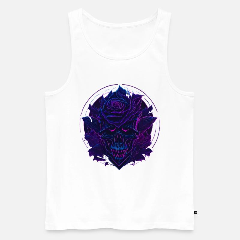 Neon Rosen Schädel EDM - Männer Premium Bio Tank Top - Weiß