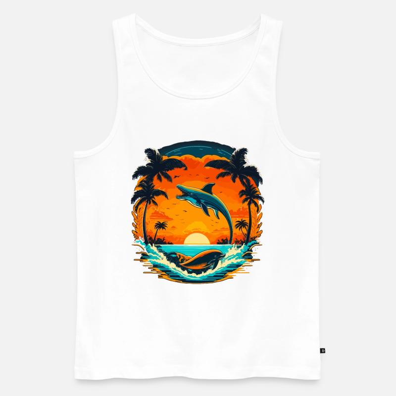 Delphin Sommer Sunset - Männer Premium Bio Tank Top - Weiß