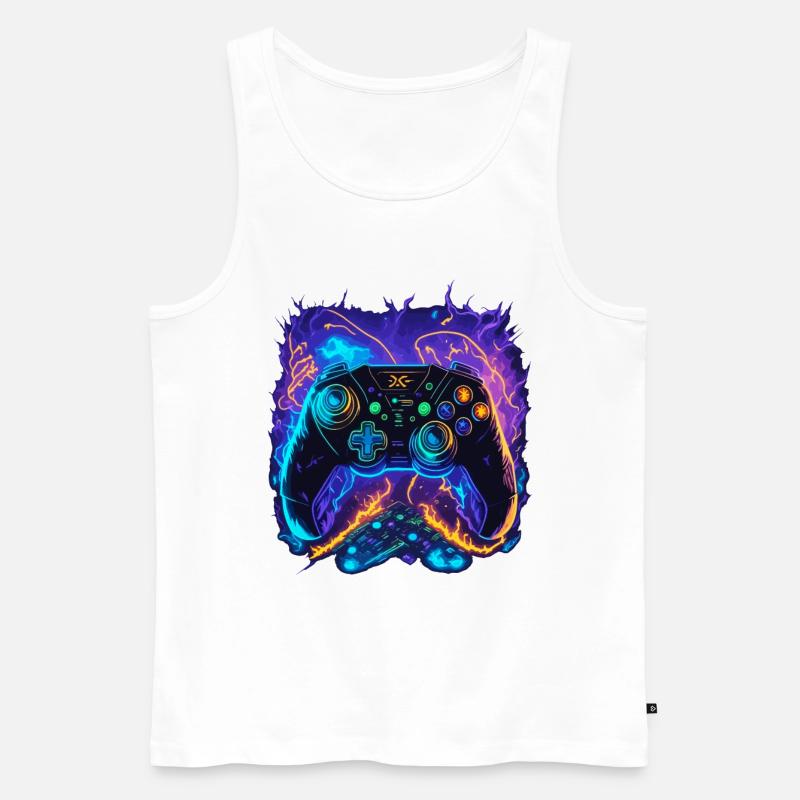 Powerful Gaming Controller Art - Männer Premium Bio Tank Top - Weiß