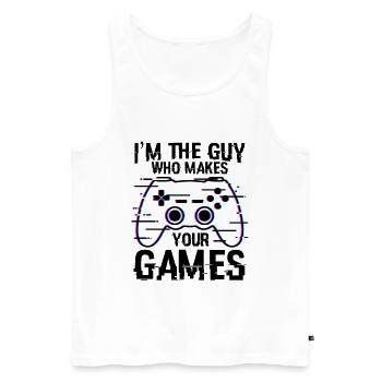 Game Developer Quote - Men's Premium Organic Tank Top - white - Front - AI Model Male 178 light (178cm)