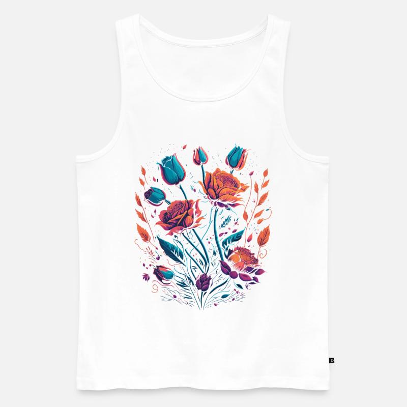 Neon Rosen Blumen Strauß - Männer Premium Bio Tank Top - Weiß