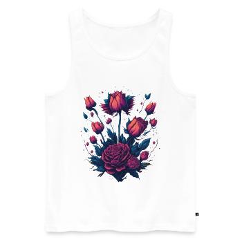 Rose shrub neon tattoo style - Men's Premium Organic Tank Top - white - Front - AI Model Male 178 light (178cm)